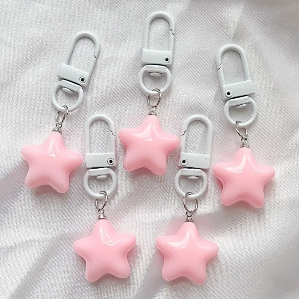 Keyring Stars Yellow Pink Stars Keychain Chubby Soft Chubby Milk Yellow Star Keychain Pentagram Yellow/Pink Fun Decorative