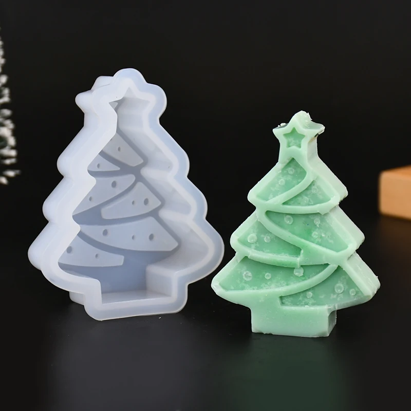 1PC Christmas Snowflake Candle Silicone Molds Christmas Tree Elk Gingerbread Man Aromatherapy Handmade Candle Moulds Gifts Decor