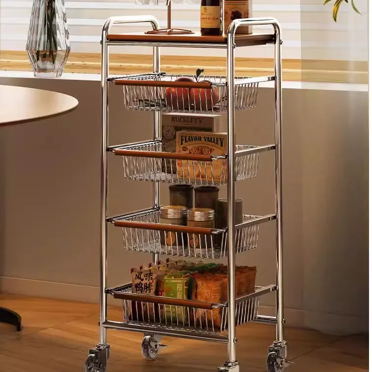 Living room mobile snack trolley kitchen vegetable rack