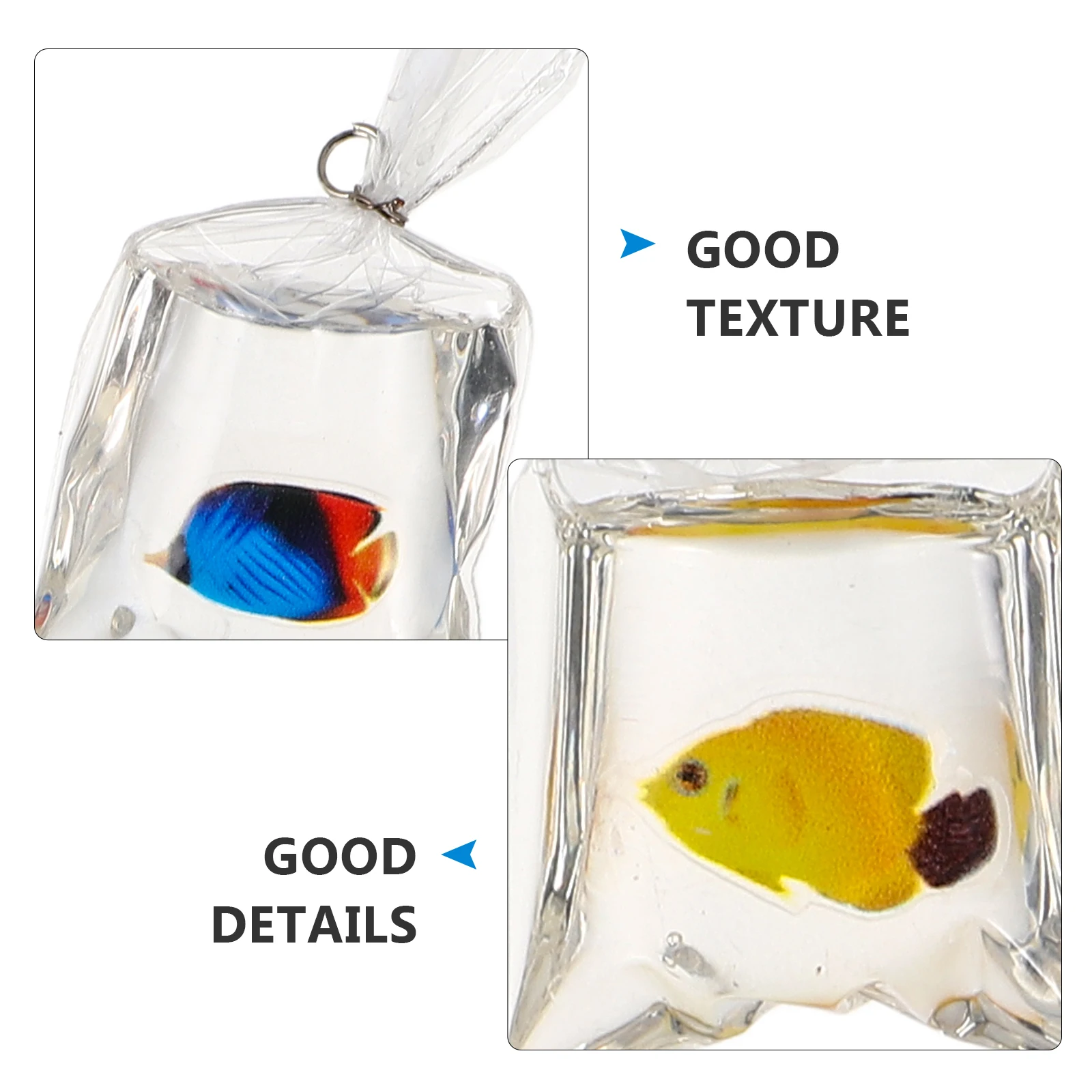 8 個透明樹脂ジュエリーキーホルダーチャームポケット Diy 所見海洋動物ペンダント面白い金魚チャーム樹脂金魚