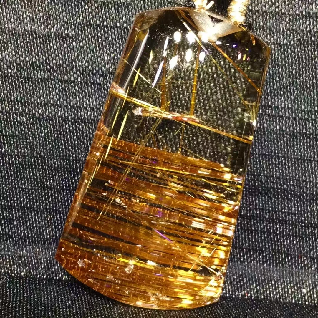 

Natural Gold Rutilated Quartz Pendant Oval Rutilated Quartz Jewelry 32.5*18*10mm Men Women Brazil AAAAAAA