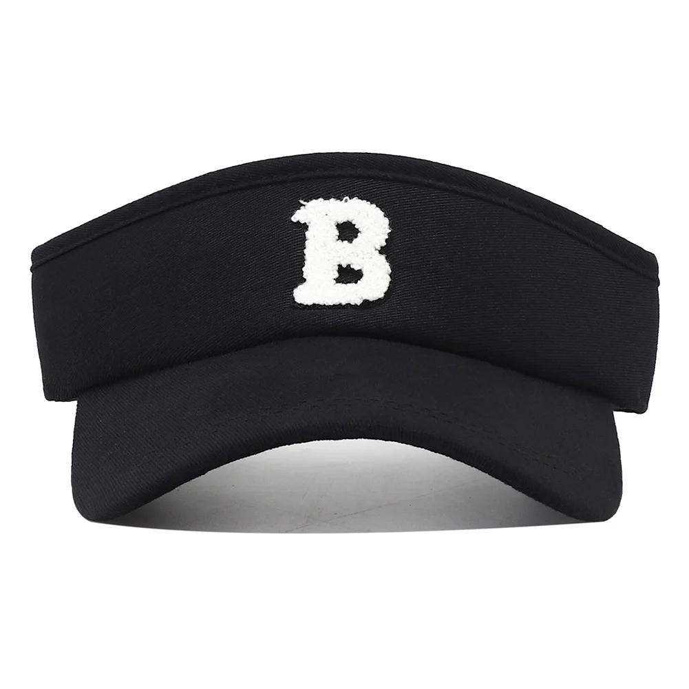 New Summer Letter Embroidery Empty Top Sun Visor Baseball Hat Black White Outdoor Sport Tennis Golf Hats for Women Men Gorras