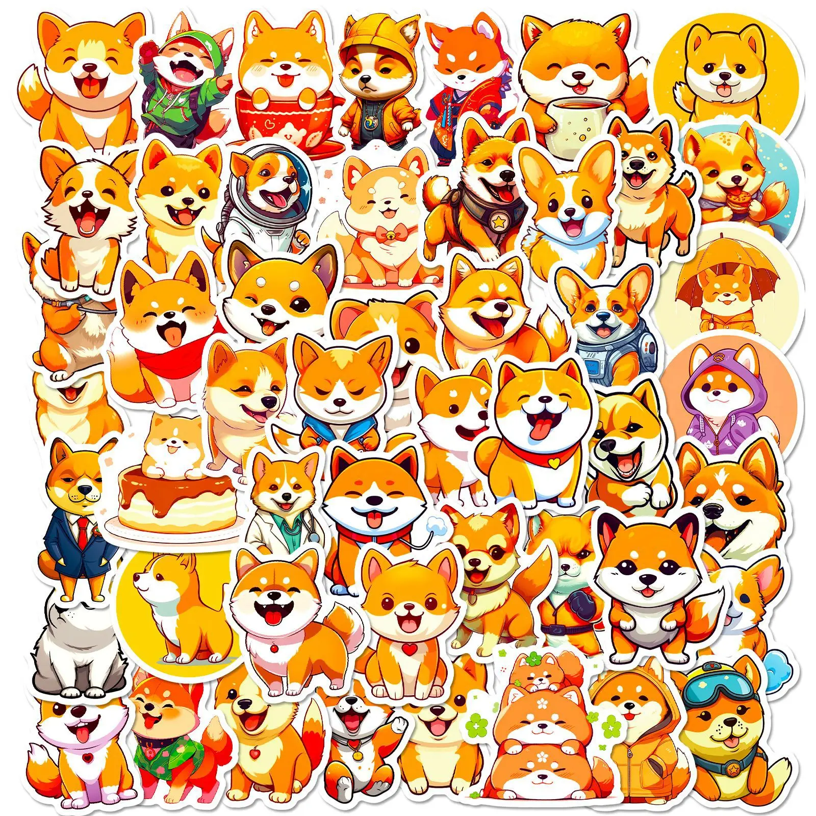 50 pcs/set Kawaii Shiba Inu Cartoon PVC Waterproof Stickers Scrapbooking Diy Journal Stationery Gift Cute Sticker Gift Prizes