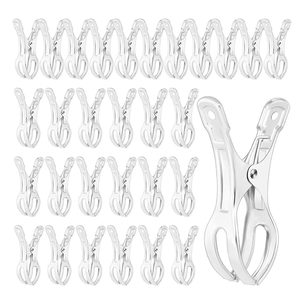 

B72A 30 Pcs 4.5 Inch Stainless Steel Pool Cover Clips Pool Cover Clamps Jumbo Metal Swimming Pool Winter Cover Clips