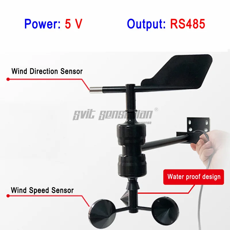 Trumsense STTWSWDI5485T Wind Speed And Direction Sensor Integrated Design 5V Power Supply RS485 Output Connect to Server