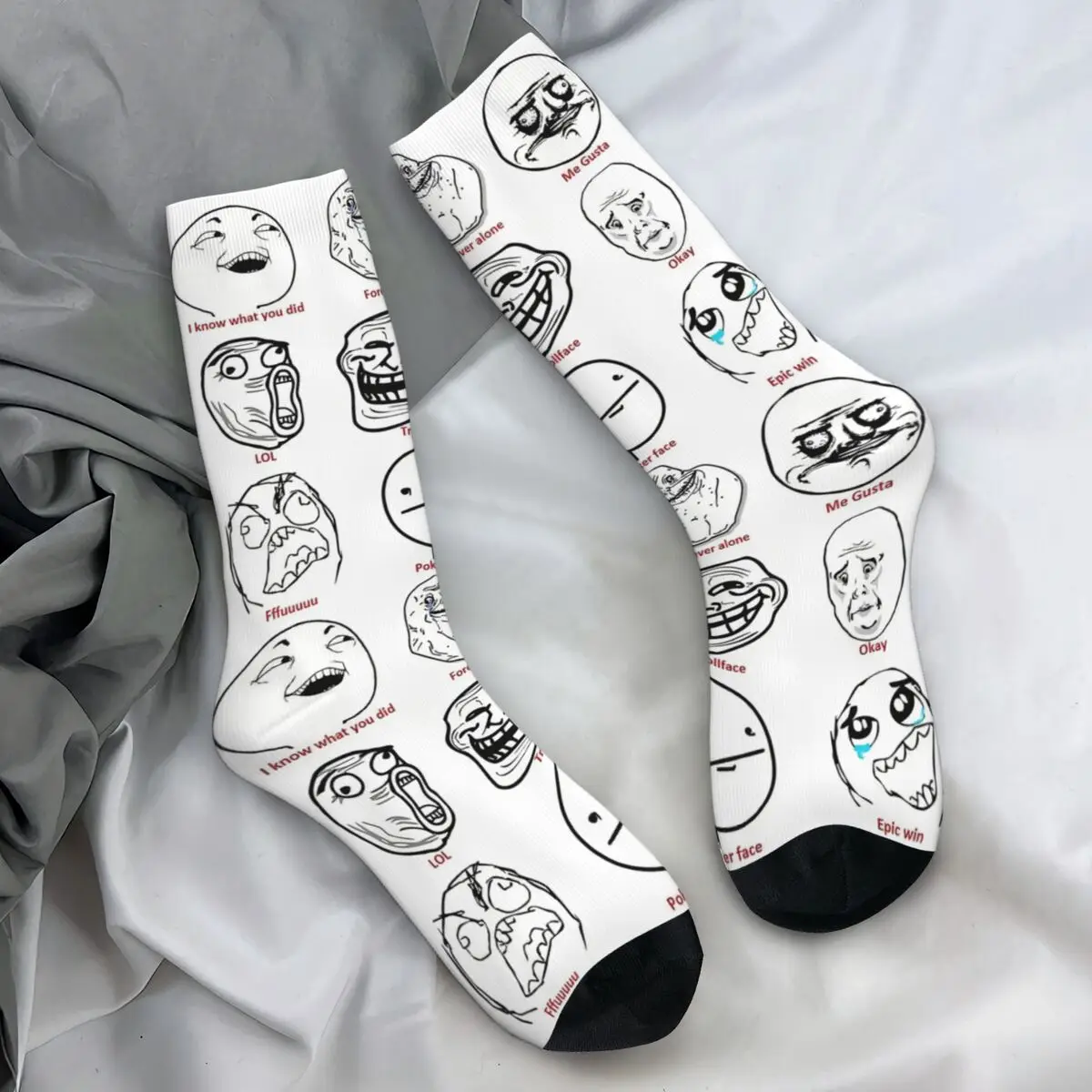 

Anime Wojak Soyjak Funny Meme Face Stockings Printed Casual Socks Winter Non Slip Socks Women Men Skateboard Medium Soft Socks
