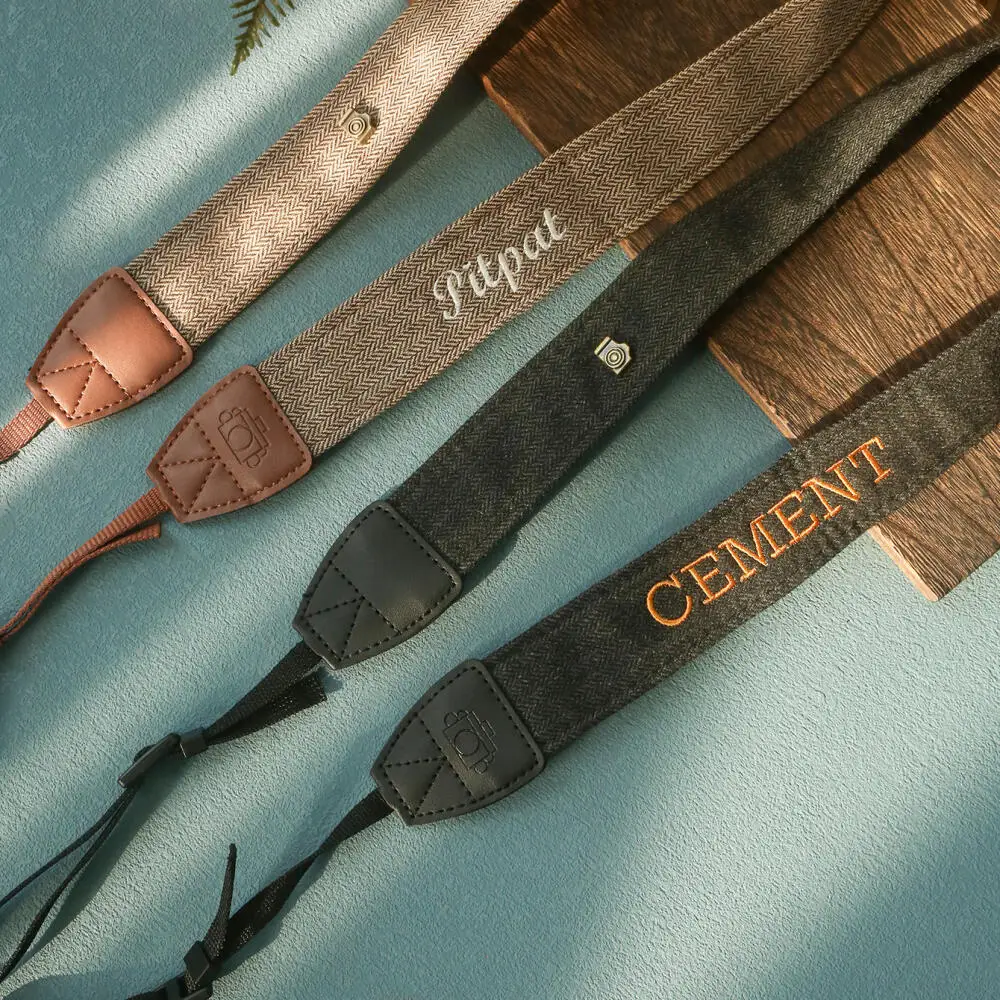 Personalized Embroidered Camera Strap Custom Name Cotton Leather Camera Shoulder Strap Multi Functional Bag Strap Accessories