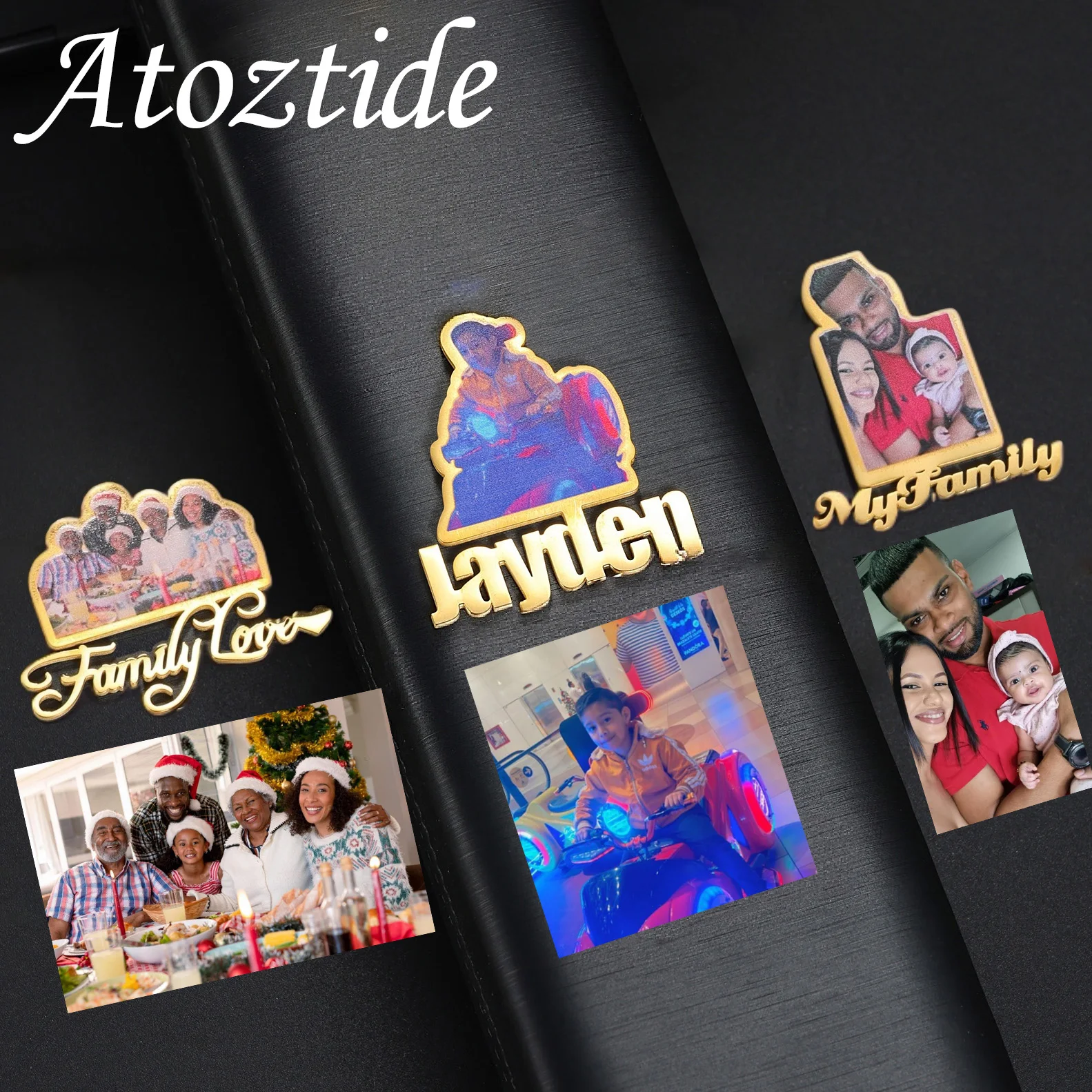 

Atoztide индивидуальная брошь с фотографией имени, значки на булавке, цветное изображение, ювелирные изделия из нержавеющей стали, модные персонализированные подарочные броши для женщин
