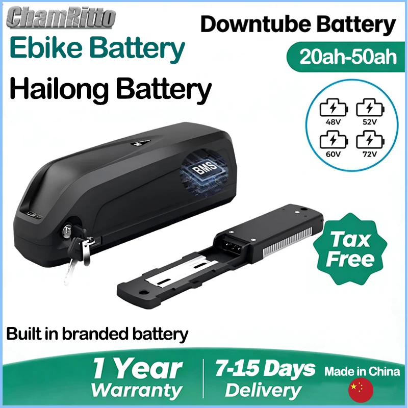 

Аккумулятор для электровелосипеда Hailong 36V/48V/52V/60V/72V, 20Ah/30Ah/40Ah/50Ah/60Ah, литиевая батарея 13S5P 48V для Bafang 750W/2000W