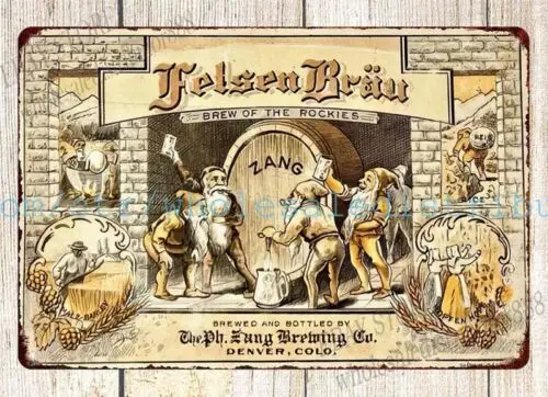 PRE-PRO FELSEN BRAU BEER Philip Zang Brewing Co Denver Colorado metal tin sign