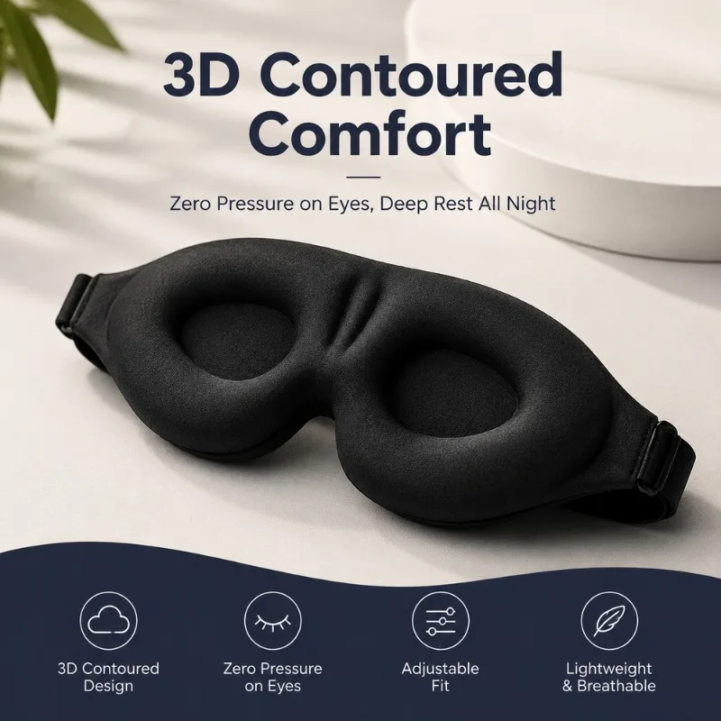 

3D Full Shading Sleep Mask Relaxing and Zero Pressure Soft and Breathable Nap Mask To Relieve Eye Fatigue
