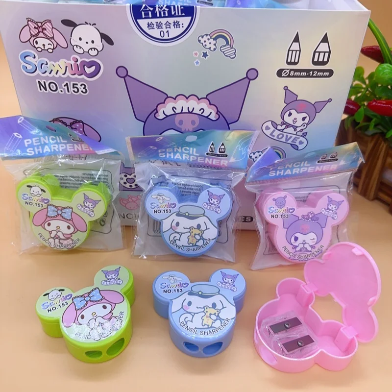 

Creative Sanrio Double Hole Pencil Sharpener Kawaii Student Mini Cartoon Anime Character Pattern Accessories Student Stationery