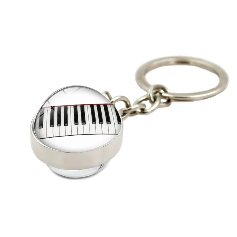 الكريستال البيانو الموسيقى رمز مفتاح سلسلة ، الزجاج الكرة قلادة ، الإبداعية هدية صغيرة ، المعادن كيرينغ المجوهرات ، جديد