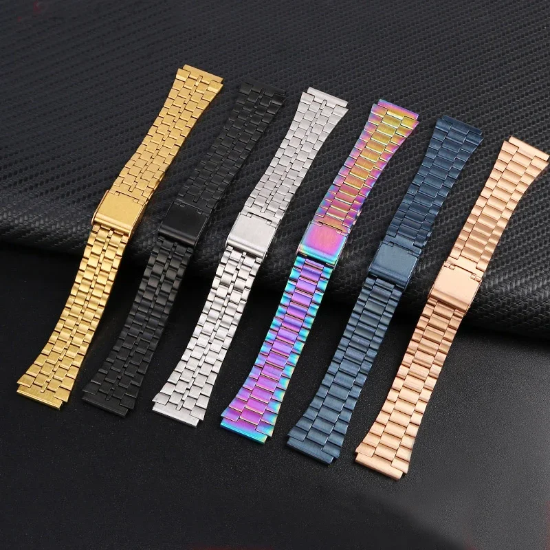 Watch Band for Casio stainless steel Watch strap A158 /A159 / A168 /A169 /B650 /AQ230/ 700 small gold watch series 18mm Bracelet