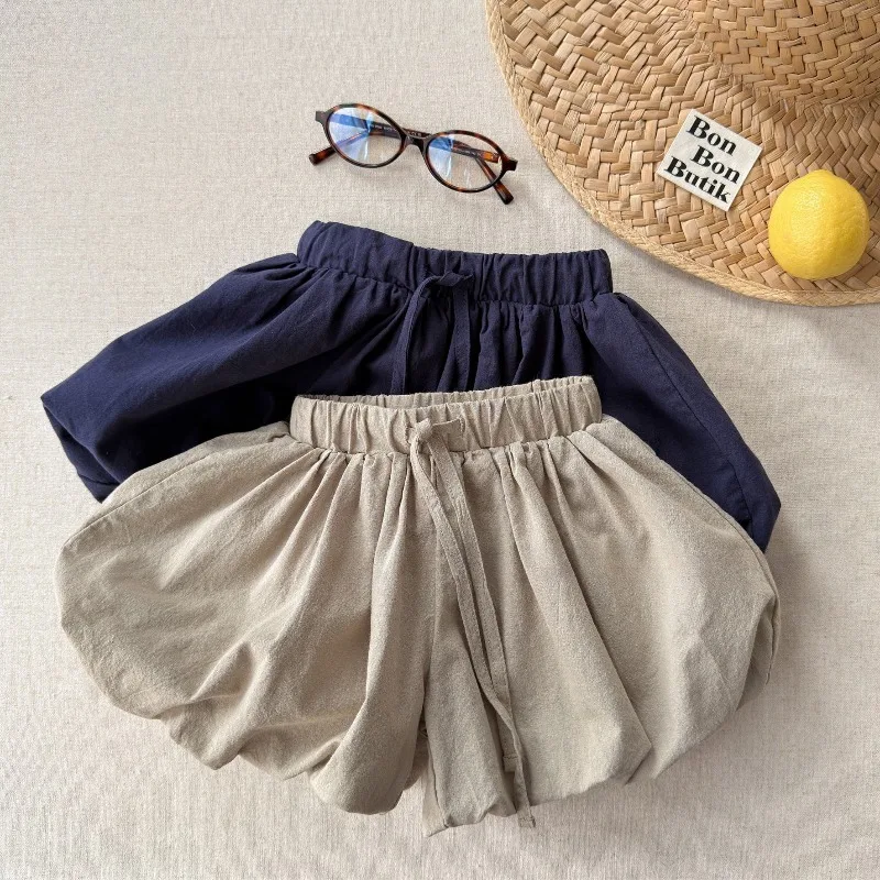 Neue Sommer-Shorts für Mädchen im koreanischen Stil, einfarbig, für Kleinkinder, schicke Kürbis-Shorts, stilvolle, lässige Urlaubs-Outdoor-Shorts – Detail 4