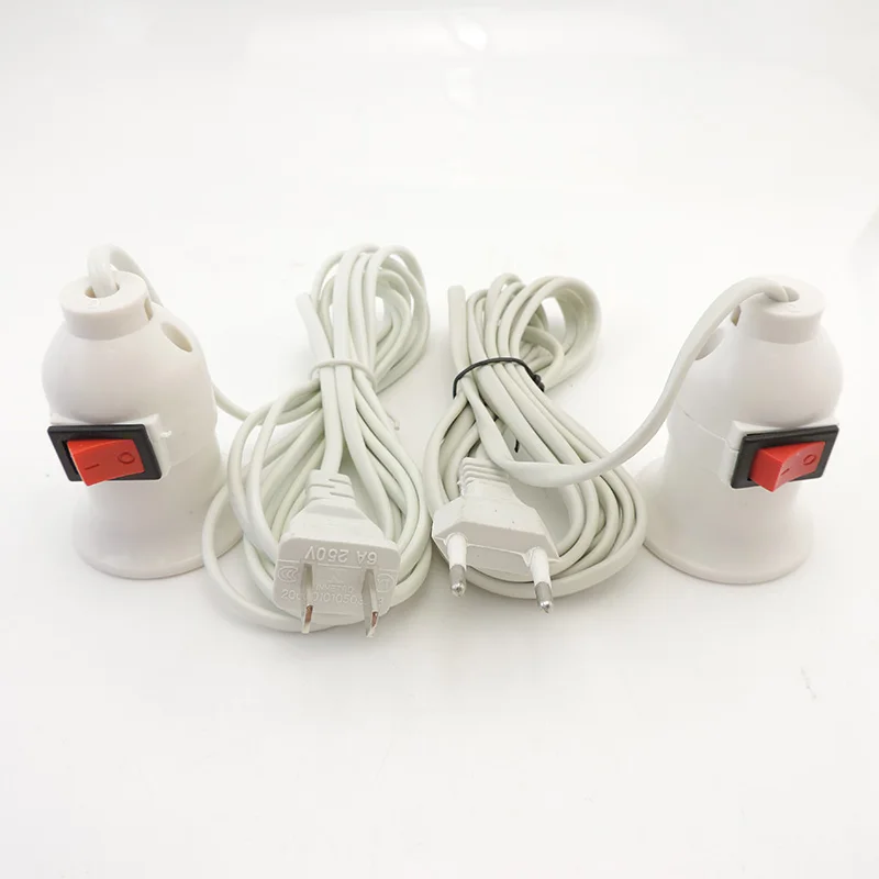 2.5m AC Power Cord Cable E27 LED Lamp bulb Bases Socket Holder EU US plug switch wire extension cable for Pendant Bulb V