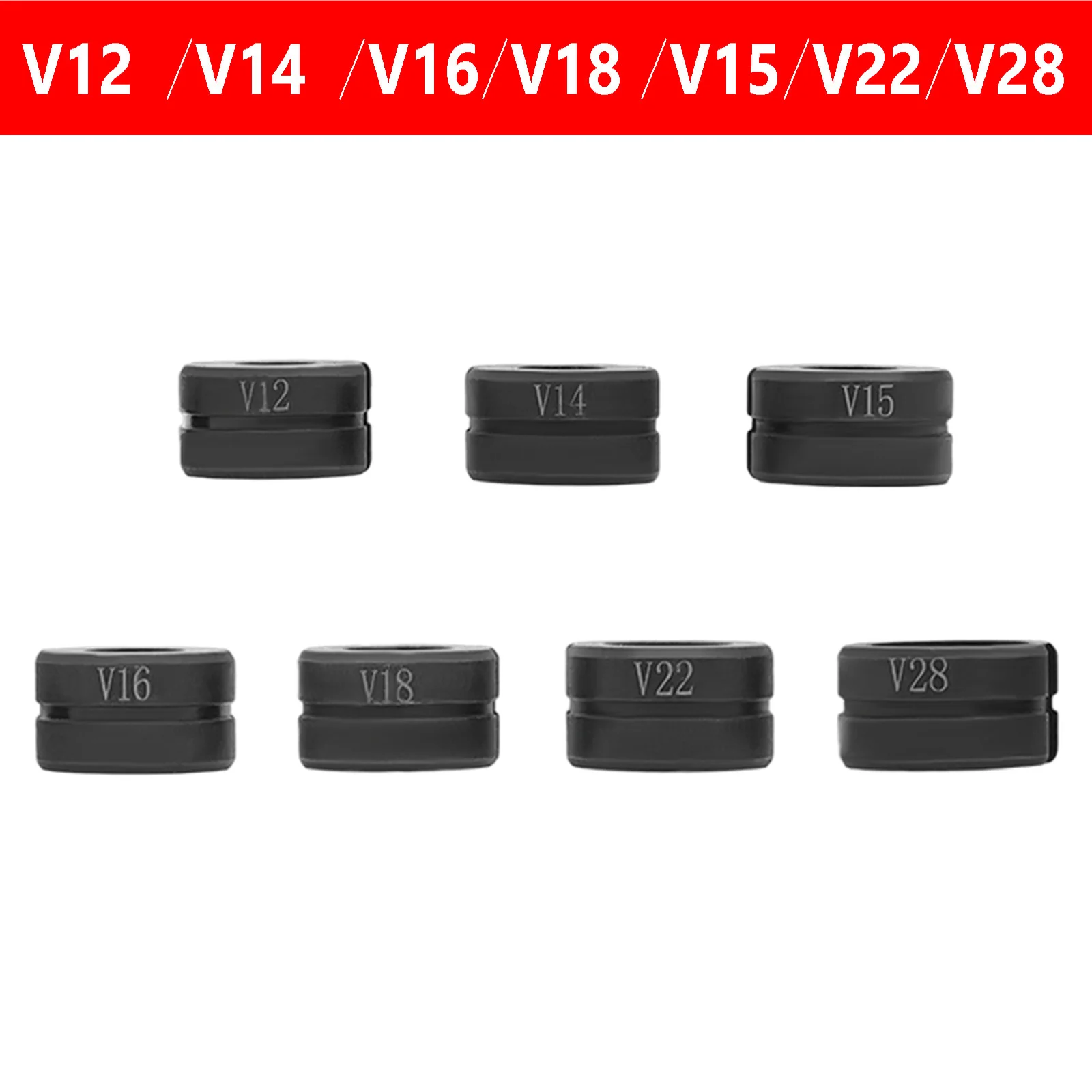 7 mâchoires à sertir de type V, matrices de sertissage de tuyaux en cuivre V12, V14, V16, V18, V15, V22, V28 mm, outil de raccords de pince à sertir-ensemble de moules en V