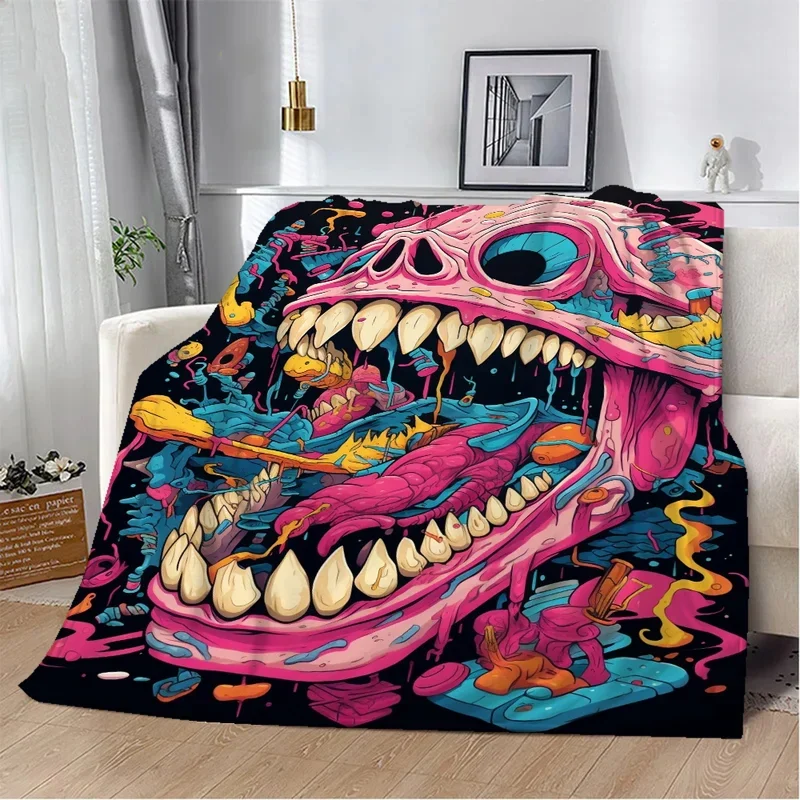 150x200 thermal blanket home interior microfiber bed knee nap cartoon skull illustration throw blanket bed beach towel