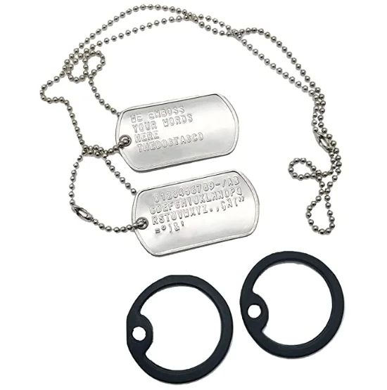 Stainless Steel The Dog Tag Military Set of 2 Personalised Necklaces Army Style with Ball Chain Silencers Custom Make Necklaces