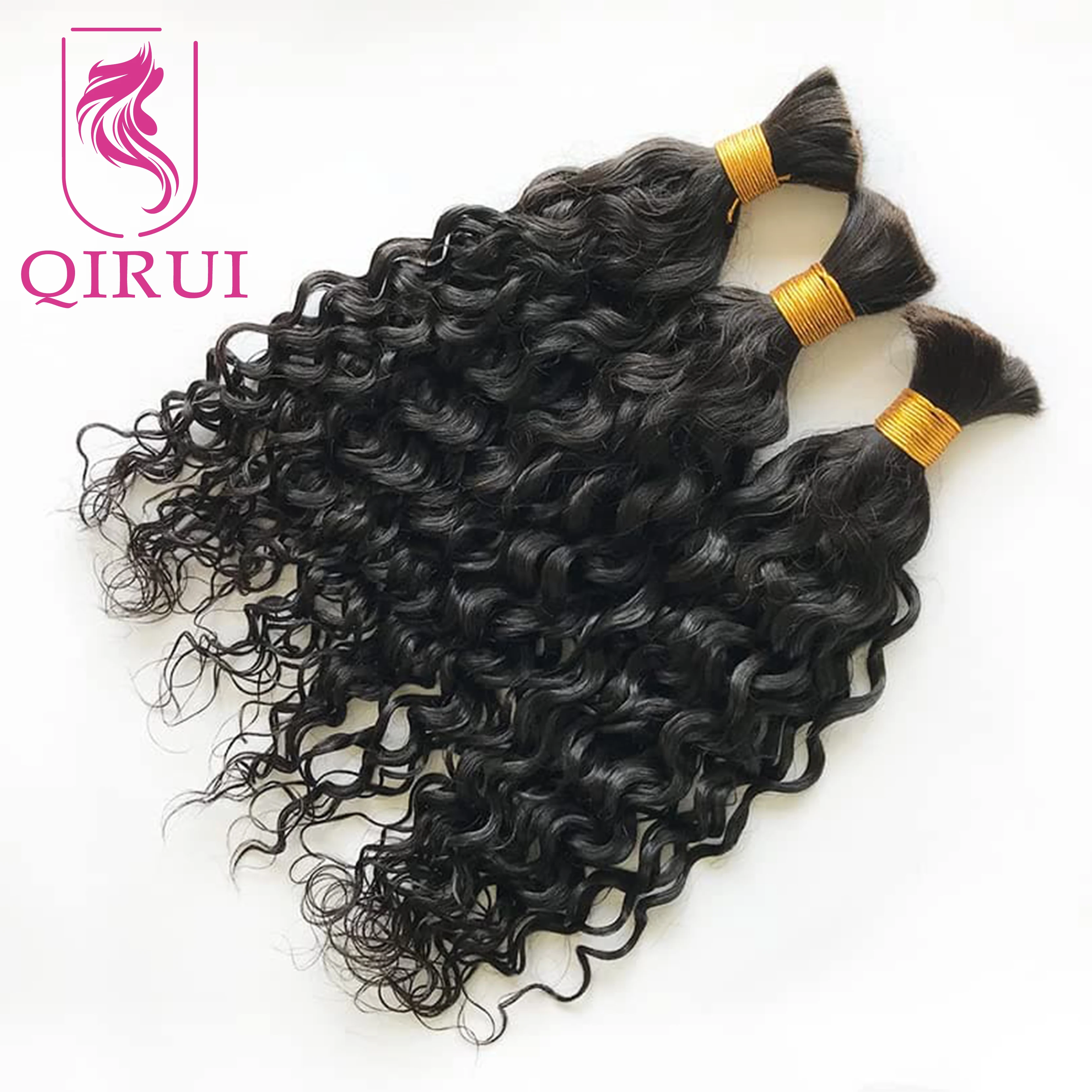 

Bulk Human Hair Water Wave For Braiding 100% Unprocessed Indian Double Drawn Boho Braids Curly Bulk Human Hair Bundles No Weft