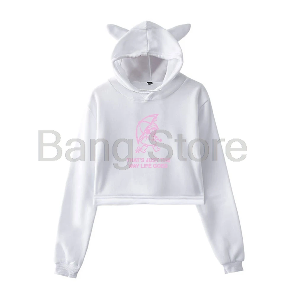 Gracie Abrams That's Just the Way Life Goes Cat Ear Hoodie Women Long Sleeve Sweatshirts Female Casual Streetwear Crop Tops