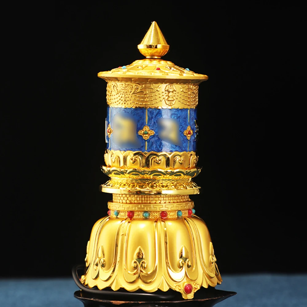 

Tibetan Plug-in style electric prayer wheel, Alloy painted scripture tube, home decoration crafts, Prayer ornaments