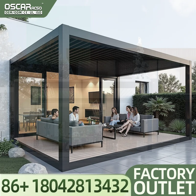 3x3m to 6x4m Standard Size Powder Coated Aluminium  Outdoor Garden Patio Structure Pergola