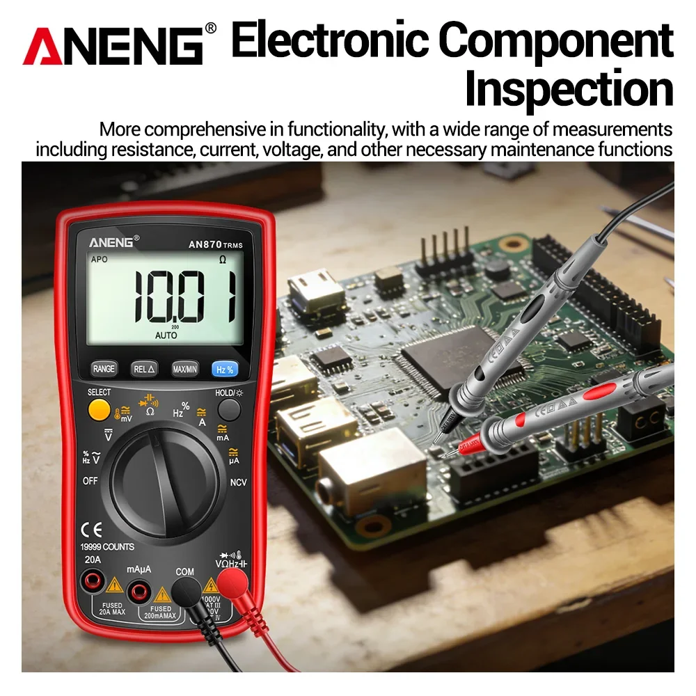 Digital Multimeter ANENG AN870 Profesional 19999 Counts True Rms AC/DC Voltage Current NCV Transistor Accurate Auto Range Tester view 4