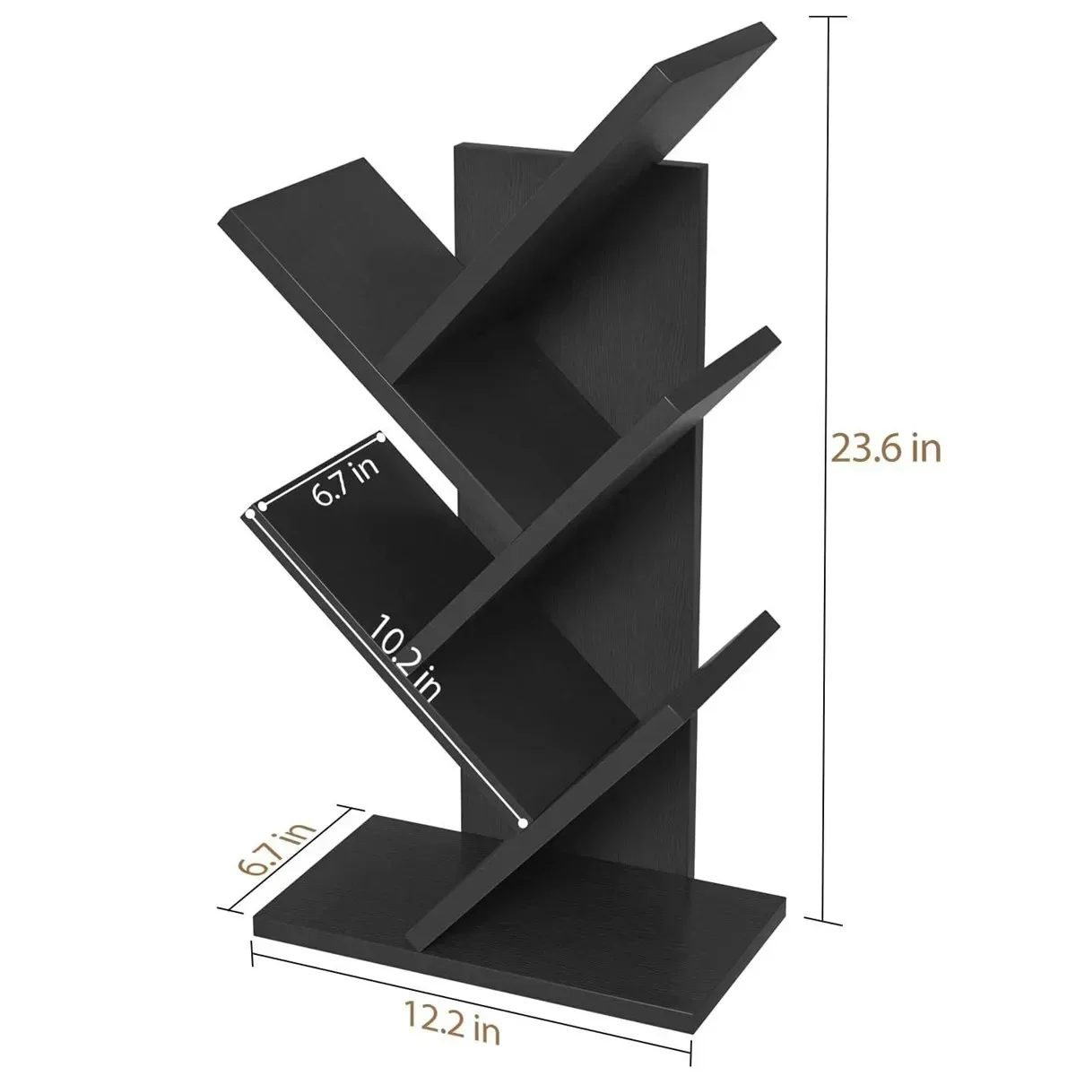 4-Tier Tree Bookshelf,Book Storage Organizer Shelves Floor Standing Bookcase,Home School Bookshelf Display for Cd/Magazine/Books