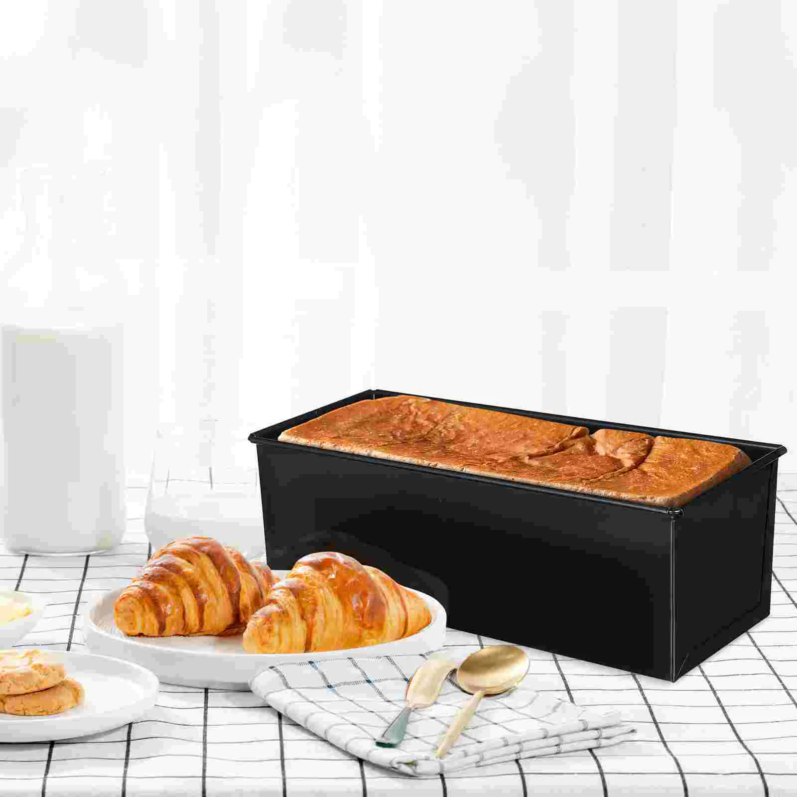 Teglia nera con coperchio stampo per pane antiaderente Toast Bakeware per la casa (250g) teglia per pane pagnotta Bakeware