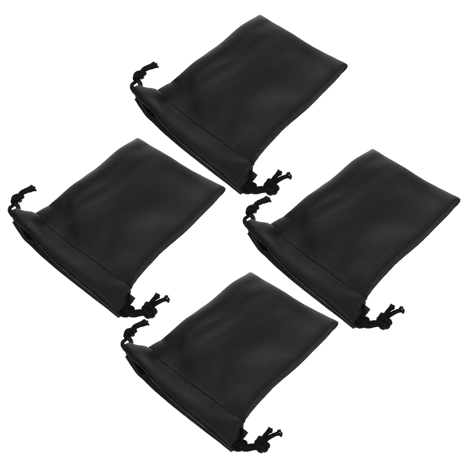 

4pcs Microphone Bag Storage Holder Drawstring Pu Pouch Splashproof Dirtproof Compact Organizer For Audio Adapters Clips