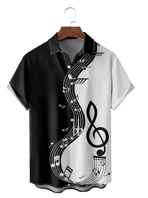 

3D Printed Collar ort Sve irt Top Ne Printed Pattern Loose Fit Summer Casual M Faion Chinese Production