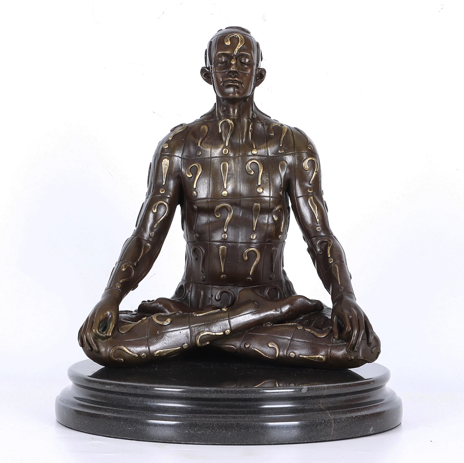 Bronze Deep Thinking Man Statue Sculpture Gorgeous Office Tabletop Home Decoration