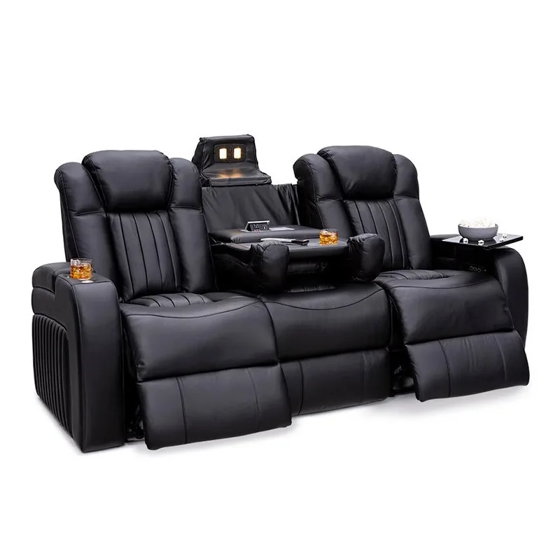 

Black Movie Theater Seats Lounge Chaise Electric Recliner Functional Living Room Sofa Home Cinema Power Reclining Sofa Set