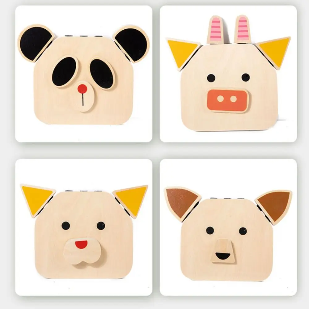 Brinquedos de quebra-cabeça 3d animais quebra-cabeças brinquedos personagem interativo rosto de madeira mudando blocos pensamento lógico portátil