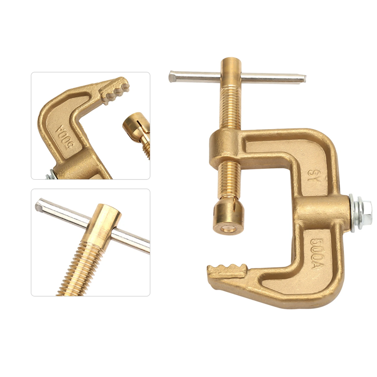 Ground Welding Earth Clamp, 500A Brass Material Classical G Shape Ground Welding Earth Clamp for Welding Machine