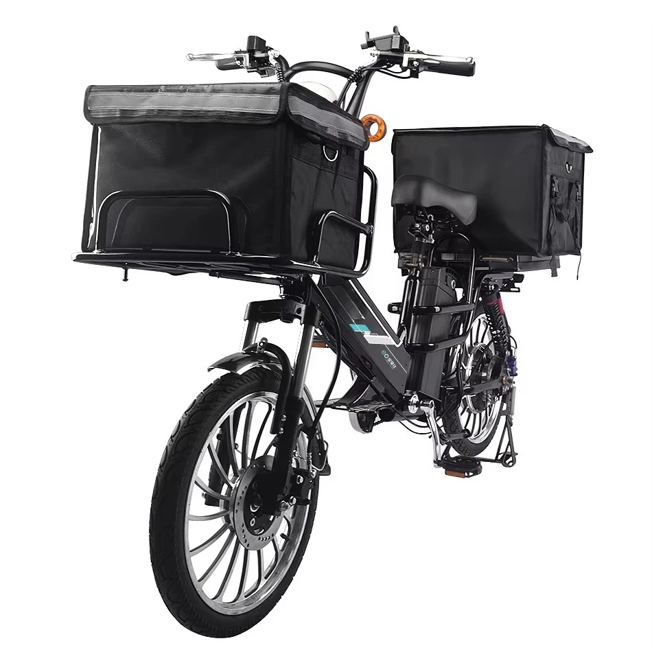 QQA Delivery Bicycle 12 + 30ah/48v Dual Lithium Battery 350W Motor Disc Brake Hydraulic Suspension Front Fork Electric Food Bicy