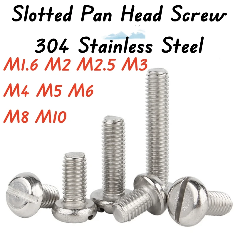 

M1.6 M2 M2.5 M3 M4 M5 M6 M8 M10 304 Stainless Steel Slotted Cylindrical Head Screw GB67 Slotted Bolt Round Head Mechanical Screw