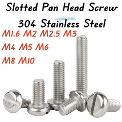 M1.6 M2 M2.5 M3 M4 M5 M6 M8 M10 304 Stainless Steel Slotted Cylindrical Head Screw GB67 Slotted Bolt Round Head Mechanical Screw