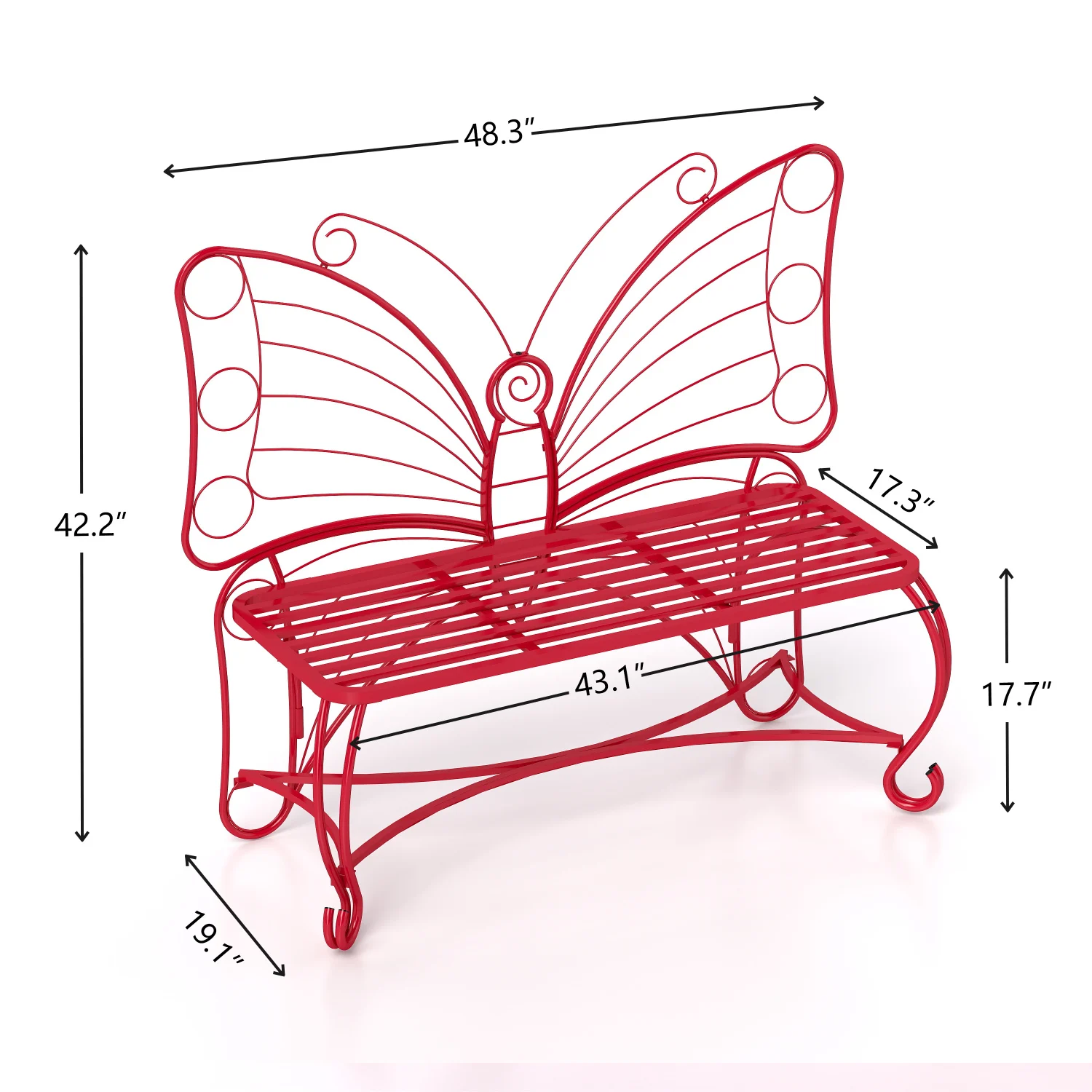 

Butterfly Cast Metal Garden Bench, Outdoor Bench Patio Seat, Park Bench Outdoor Seating for Garden, Yard, Park, Entryway