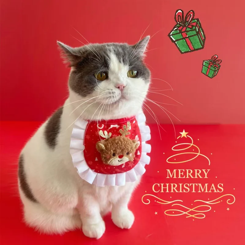 

Dog Christmas Pet Bib Reindeer Decoration Cute Drool Scarf Atmosphere Bandana Accessory