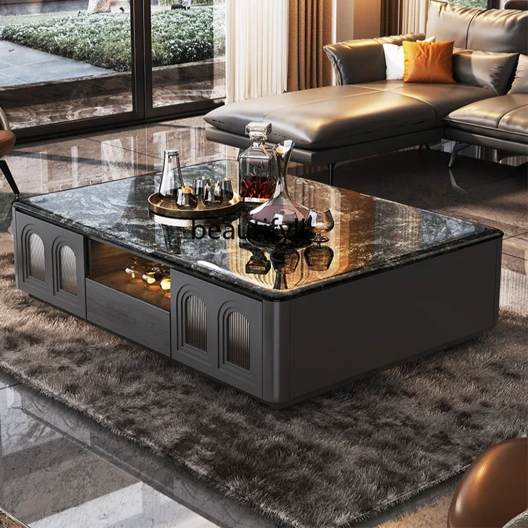 

xzNatural luxury stone living room marble coffee table square light luxury high-end living room home