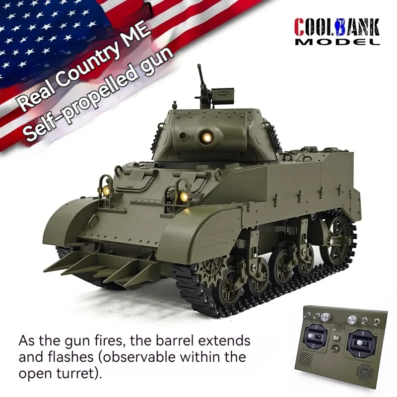 Ku Bing Ke M8 Scott 1/16 Scale Remote Controlled Tank with Open Cockpit Self-Propelled Gun Military Simulation Toy for Boys RTR