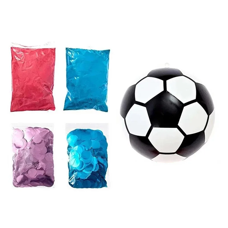 Exploding Powder Soccer Ball with Blue Pink Powder Sequins Kit Gender Reveal Baby Boys Girls Ultimate Party Decorations Supplie