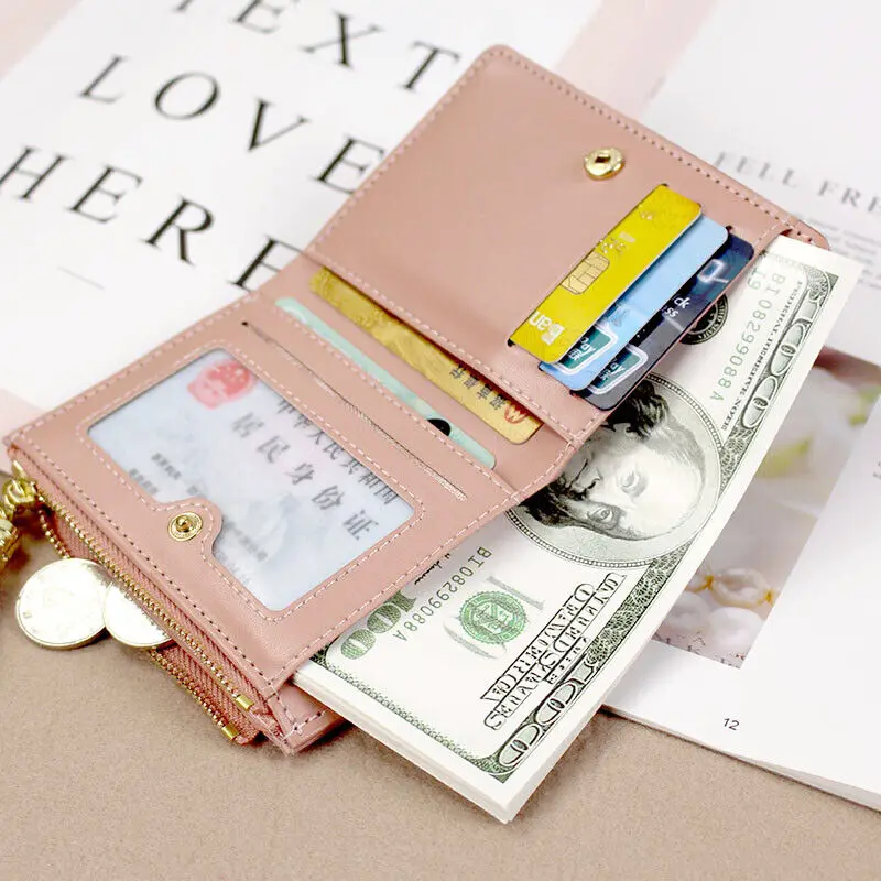 Mulheres moda carteiras com zíper moeda bolsa senhoras bolsas curtas bolsas femininas embreagem titular do cartão de crédito couro do plutônio billfold carteira