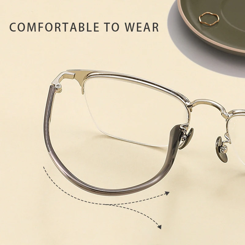 HONGMEI Handsome Half Frame Glasses Black Eyebrow Myopia Prescription Glasses Optical Frame Men's Retro Glasses Frame 888