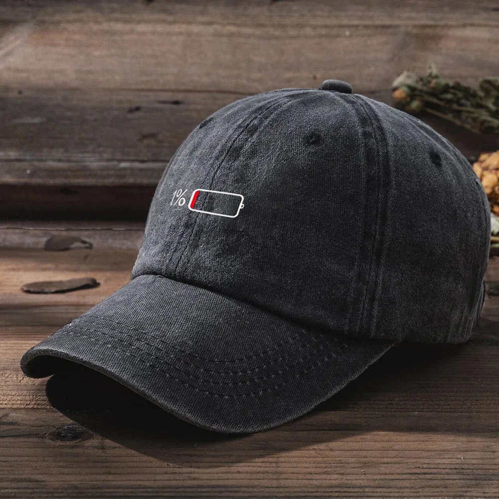 قبعة بيسبول مغسولة للجنسين مع أيقونة بطارية 1% ولوحات ملونة خفيفة الوزن واقية من الشمس وقابلة للتنفس وقابلة للتعديل