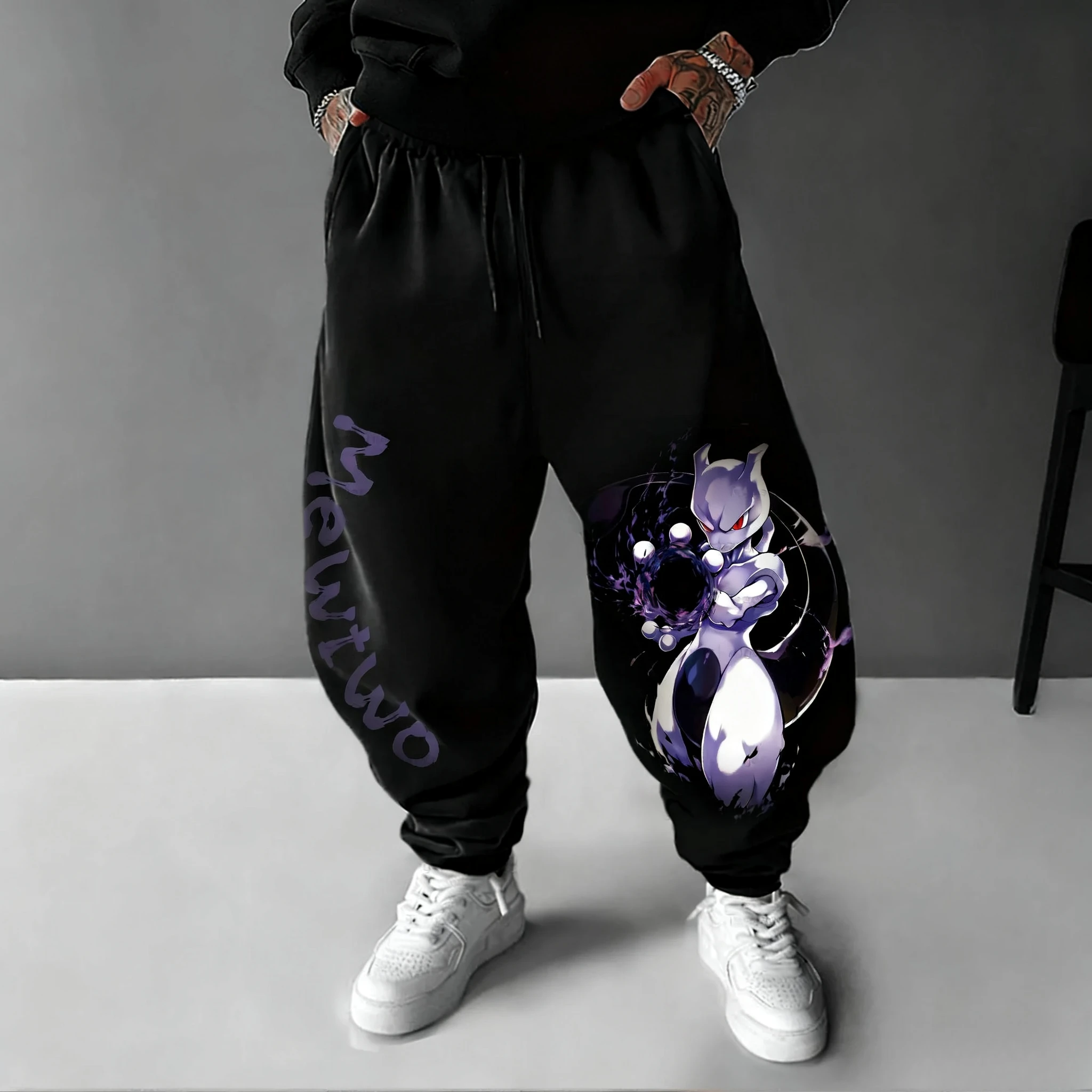 

Pokémon Game Plus Size Sweetpants 2025 Men's and Women's Autumn/Winter New Mewtwo Printed Harajuku Casual Loose Tapered Pants