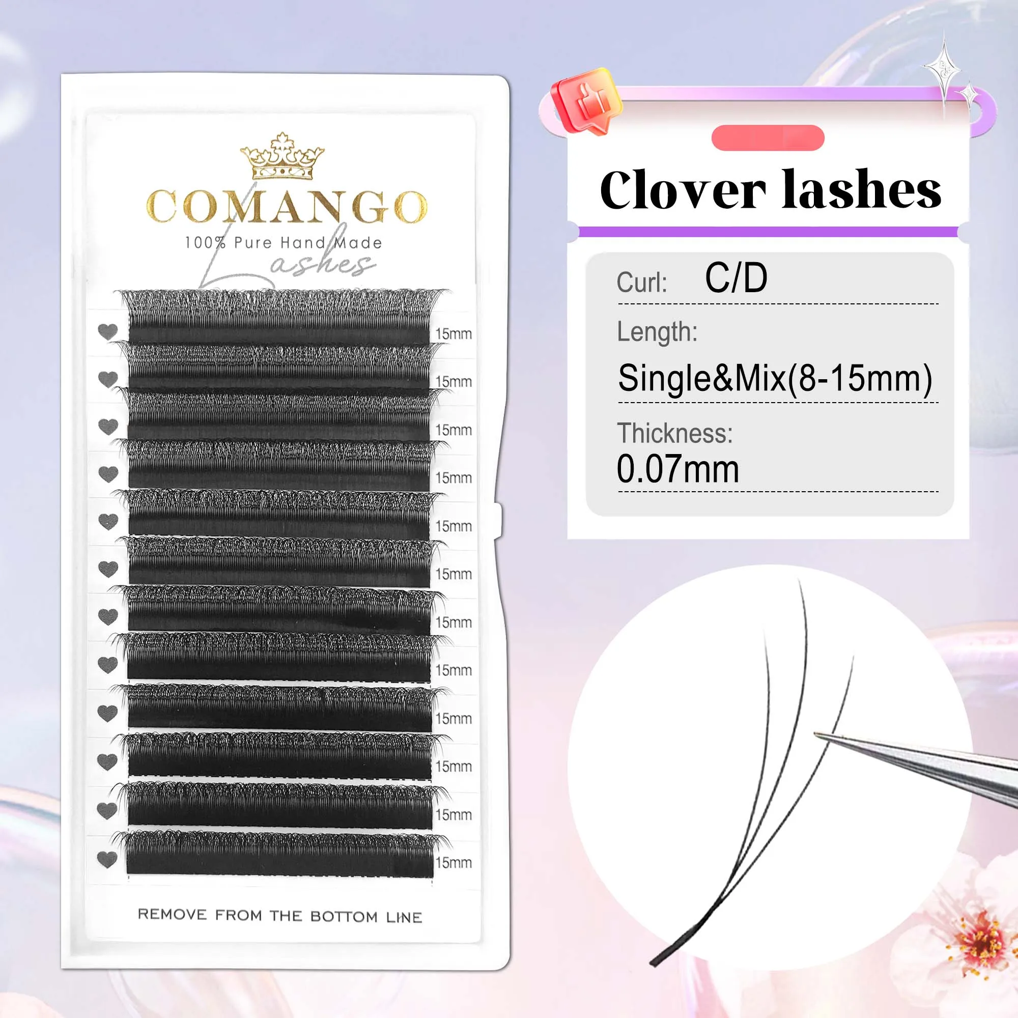 CoMango Schmale 3D-Wimpern W-förmige Wimpernverlängerungen 12 Reihen/Schalen Russisches Volumen Großhandel Hochwertige natürliche Wimpern
