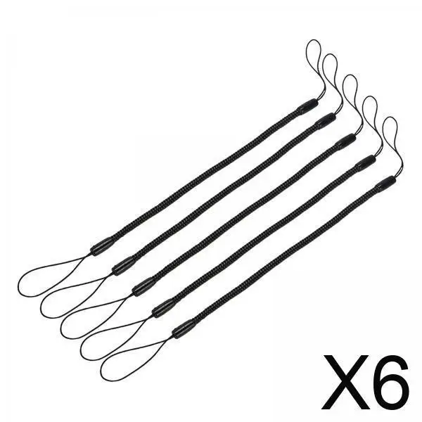 

6x 5 штук пружинных ремешков-шнурков для стилусов, защита от потери, для ручек, черные пружинные шнуры-пружинки, эластичные ремешки-пружинки